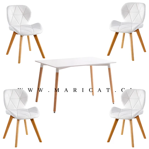 Comedor Rectangular Melamina 4 Sillas Tulip – Mesa 130x80cm