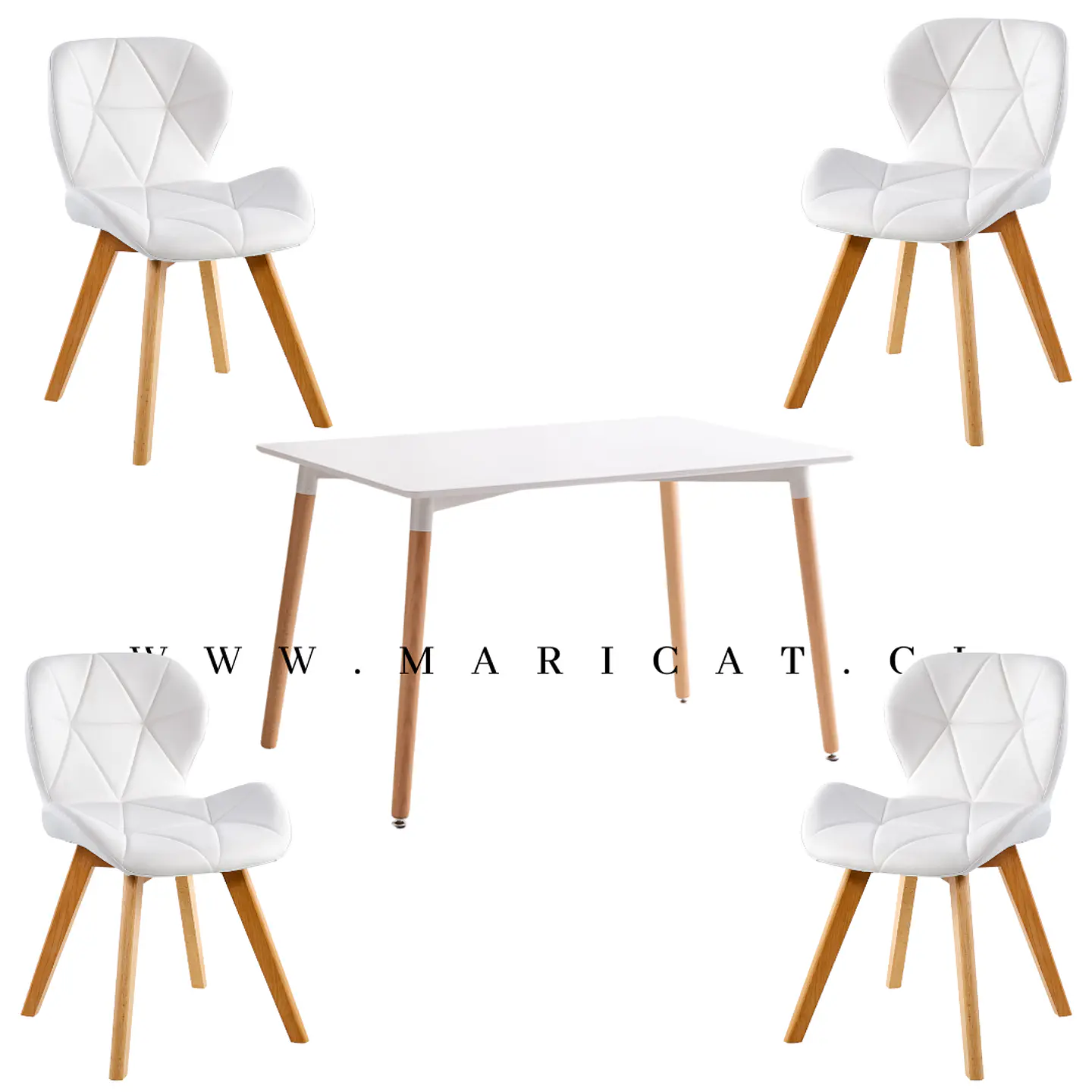 Comedor Rectangular Melamina 4 Sillas Tulip – Mesa 130x80cm 2