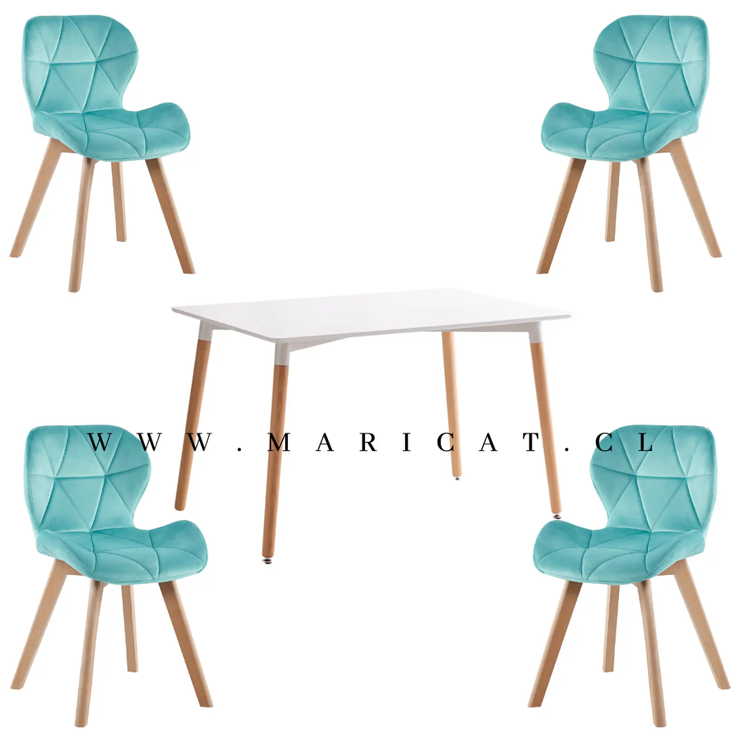 Comedor Rectangular Melamina 4 Sillas Tulip – Mesa 120x80cm 6
