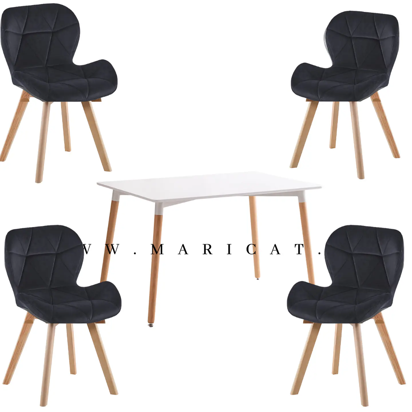 Comedor Rectangular Melamina 4 Sillas Tulip – Mesa 120x80cm 4