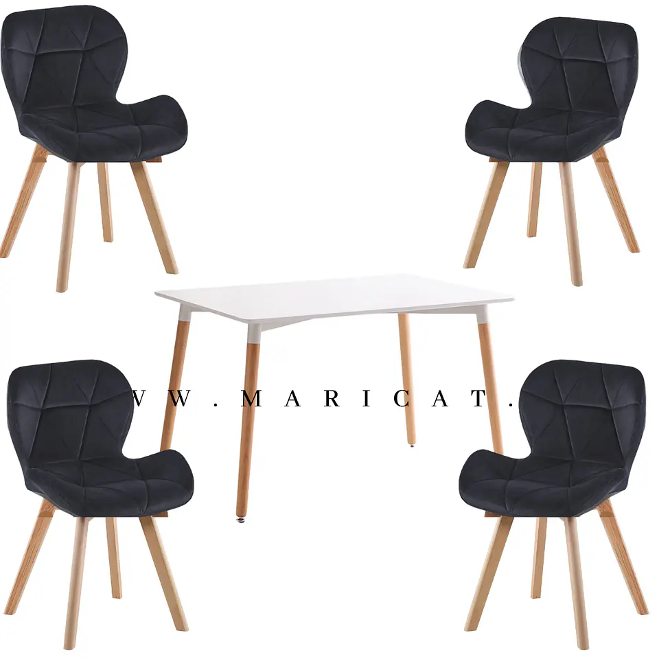 Comedor Rectangular Melamina 4 Sillas Tulip – Mesa 120x80cm 4