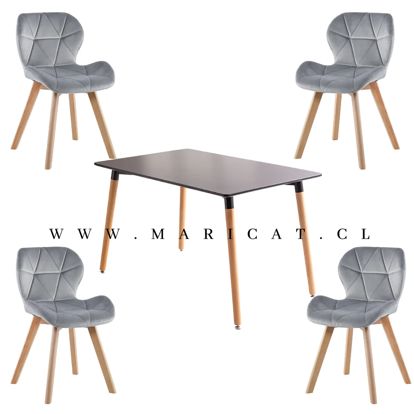 Comedor Rectangular Melamina 4 Sillas Tulip – Mesa 120x80cm 2