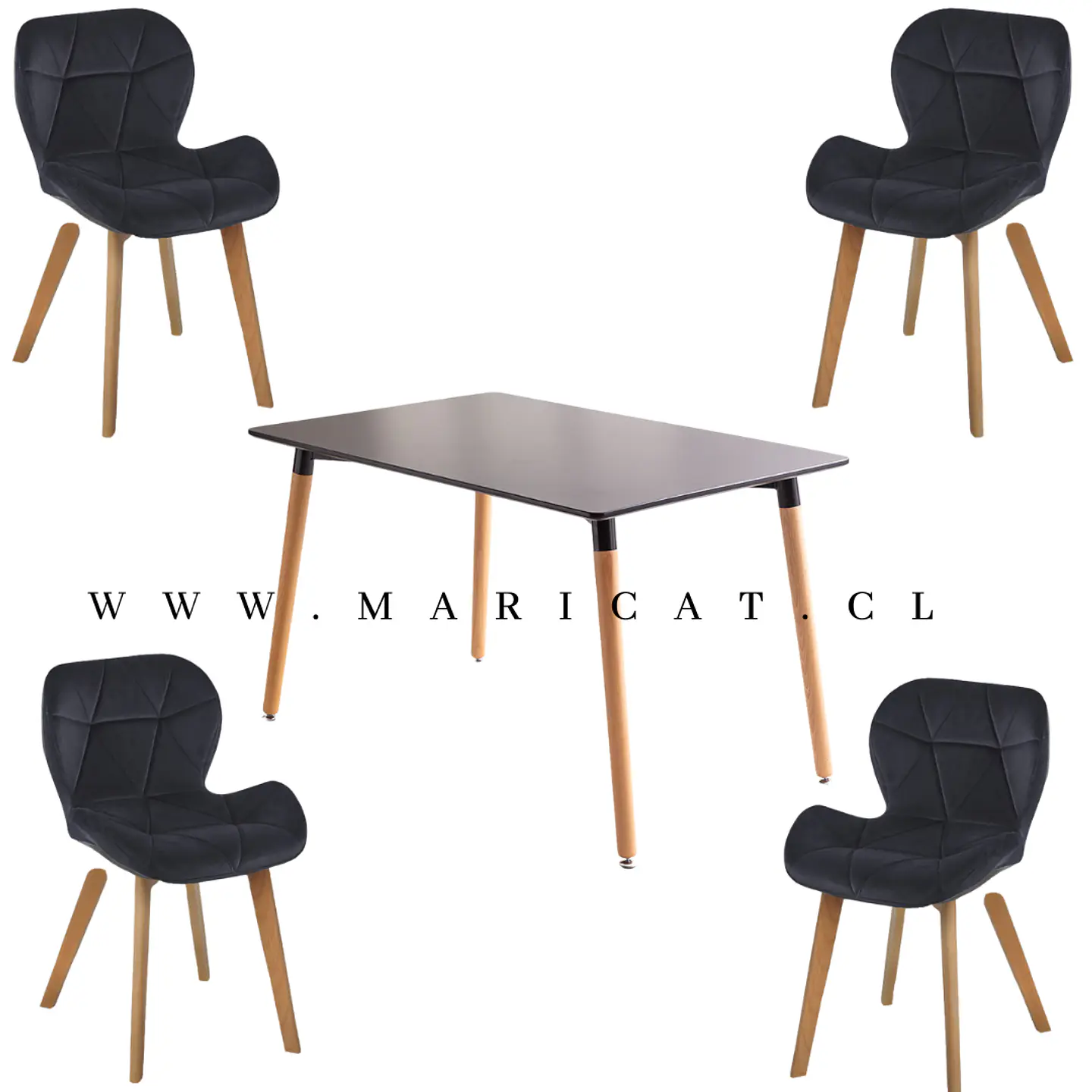 Comedor Rectangular Melamina 4 Sillas Tulip – Mesa 120x80cm 3