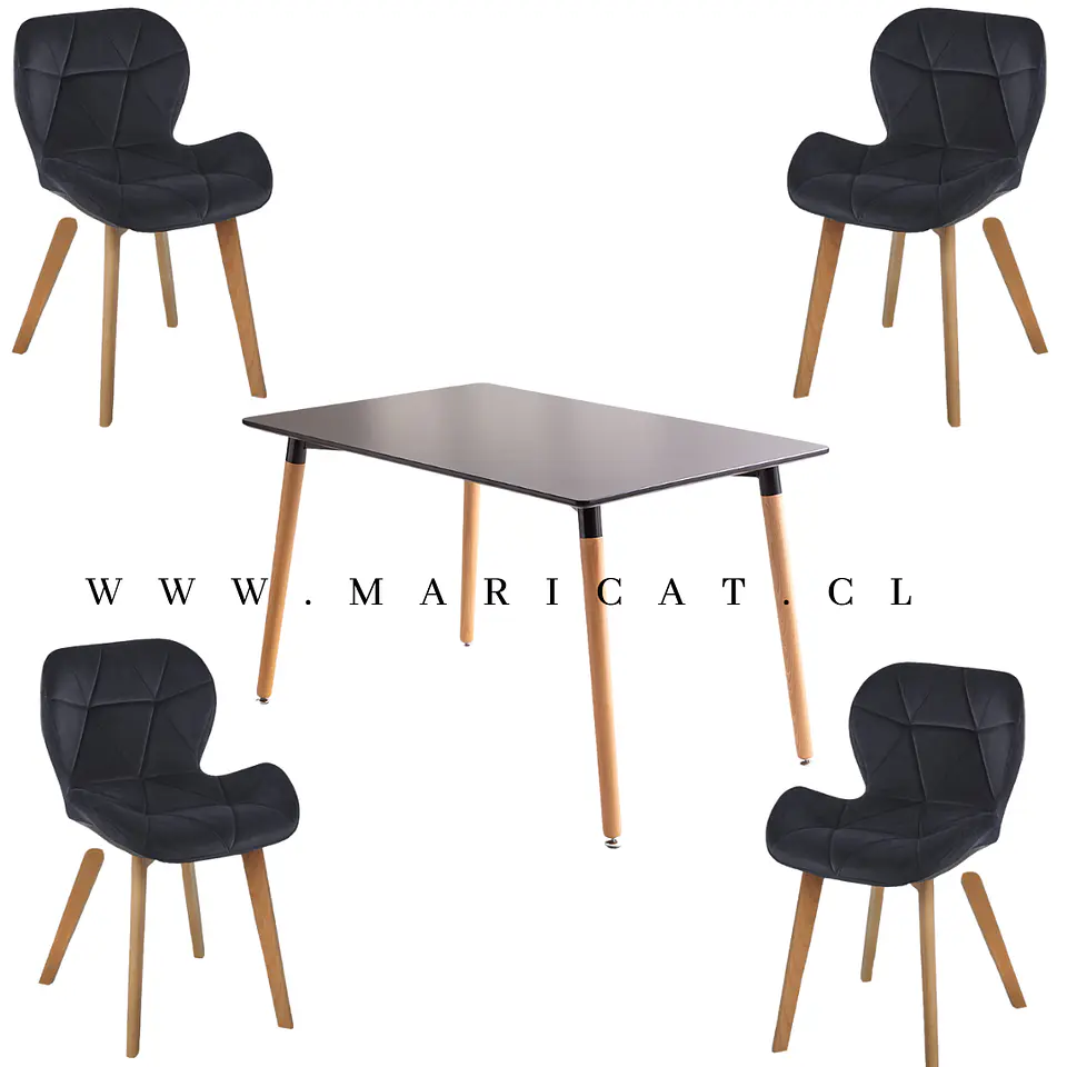 Comedor Rectangular Melamina 4 Sillas Tulip – Mesa 120x80cm 3