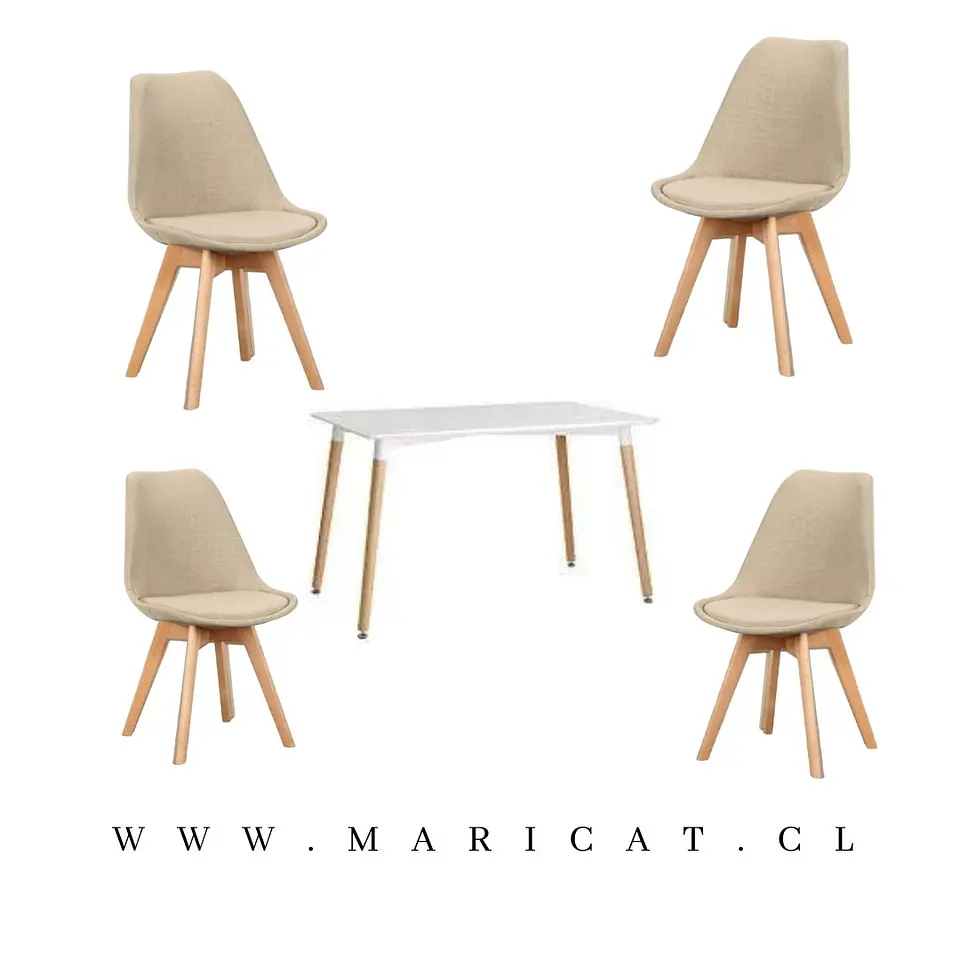 Mesa Rectangular eames MDF + 4 Sillas Tulip Lino – Mesa 120x80cm 5