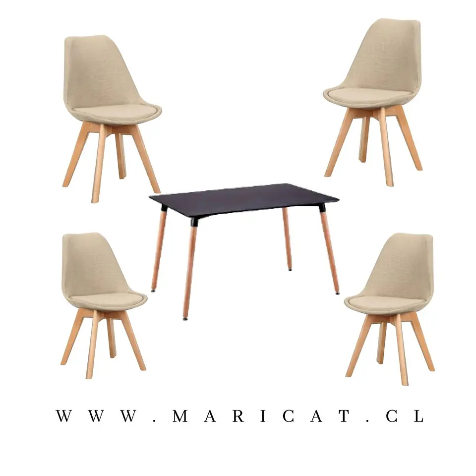 Mesa Rectangular eames MDF + 4 Sillas Tulip Lino – Mesa 120x80cm 6
