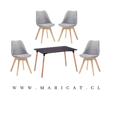 Comedor Rectangular Melamina 4 Sillas Tulip Lino – Mesa 120x80cm