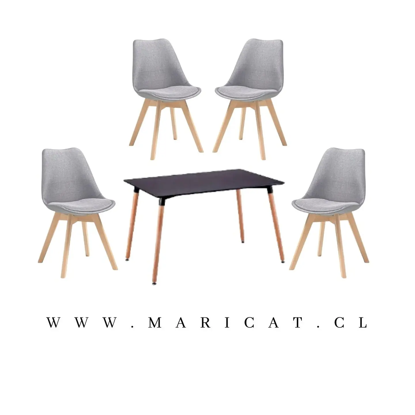 Mesa Rectangular eames MDF + 4 Sillas Tulip Lino – Mesa 120x80cm 2