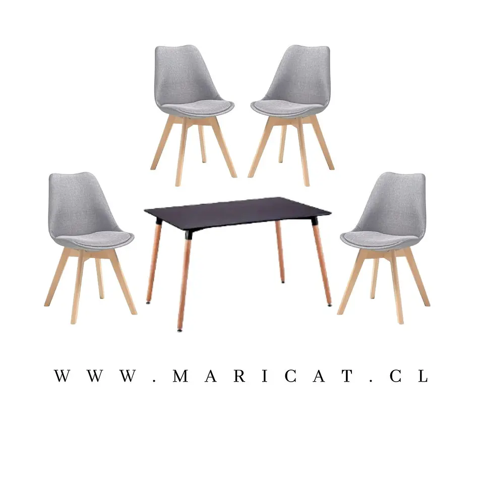 Mesa Rectangular eames MDF + 4 Sillas Tulip Lino – Mesa 120x80cm 2