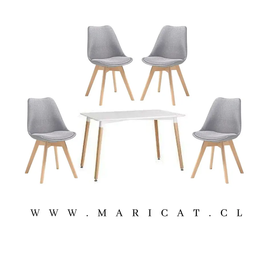 Mesa Rectangular eames MDF + 4 Sillas Tulip Lino – Mesa 120x80cm 1