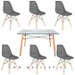 Mesa rectangular europeo vidrio + 6 sillas eames polipropileno- comedor 140cm - Miniatura 3