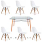 Mesa rectangular europeo vidrio + 6 sillas eames polipropileno- comedor 140cm - Miniatura 4