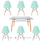 Mesa rectangular europeo vidrio + 6 sillas eames polipropileno- comedor 140cm - Miniatura 5