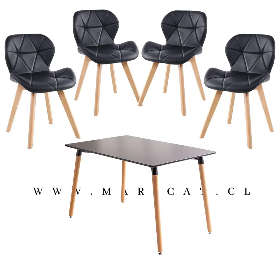 Comedor Rectangular Melamina 4 Sillas Tulip – Mesa 130x80cm 1
