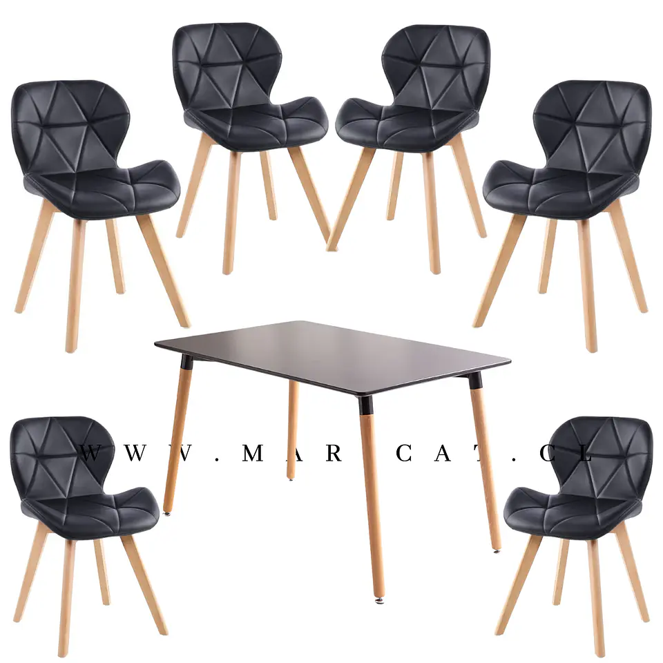 Comedor Rectangular Melamina 4 Sillas Tulip – Mesa 130x80cm 3