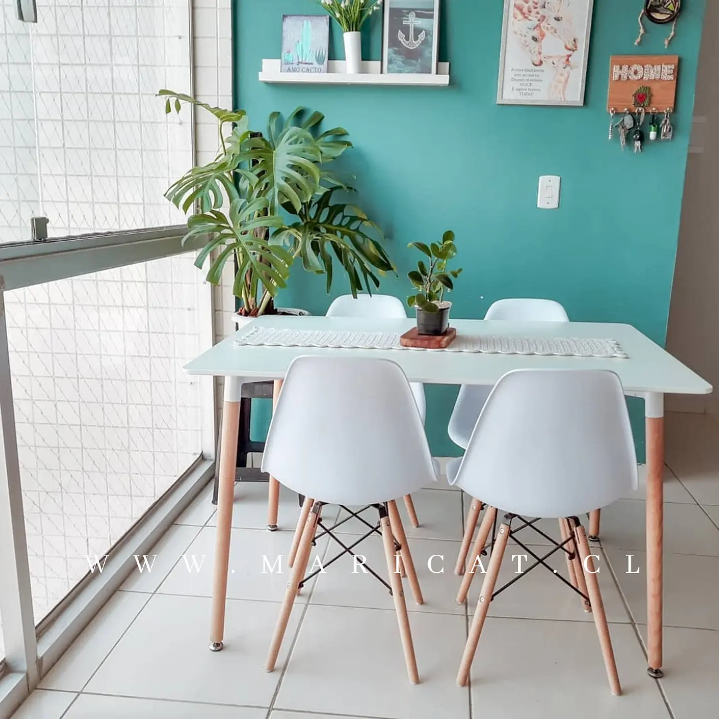 Mesa Rectangular eames MDF + 4 Sillas Eames polipropileno– Comedor 130cm 2