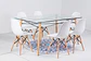 Mesa rectangular europeo vidrio + 6 sillas eames polipropileno- comedor 140cm - Miniatura 1