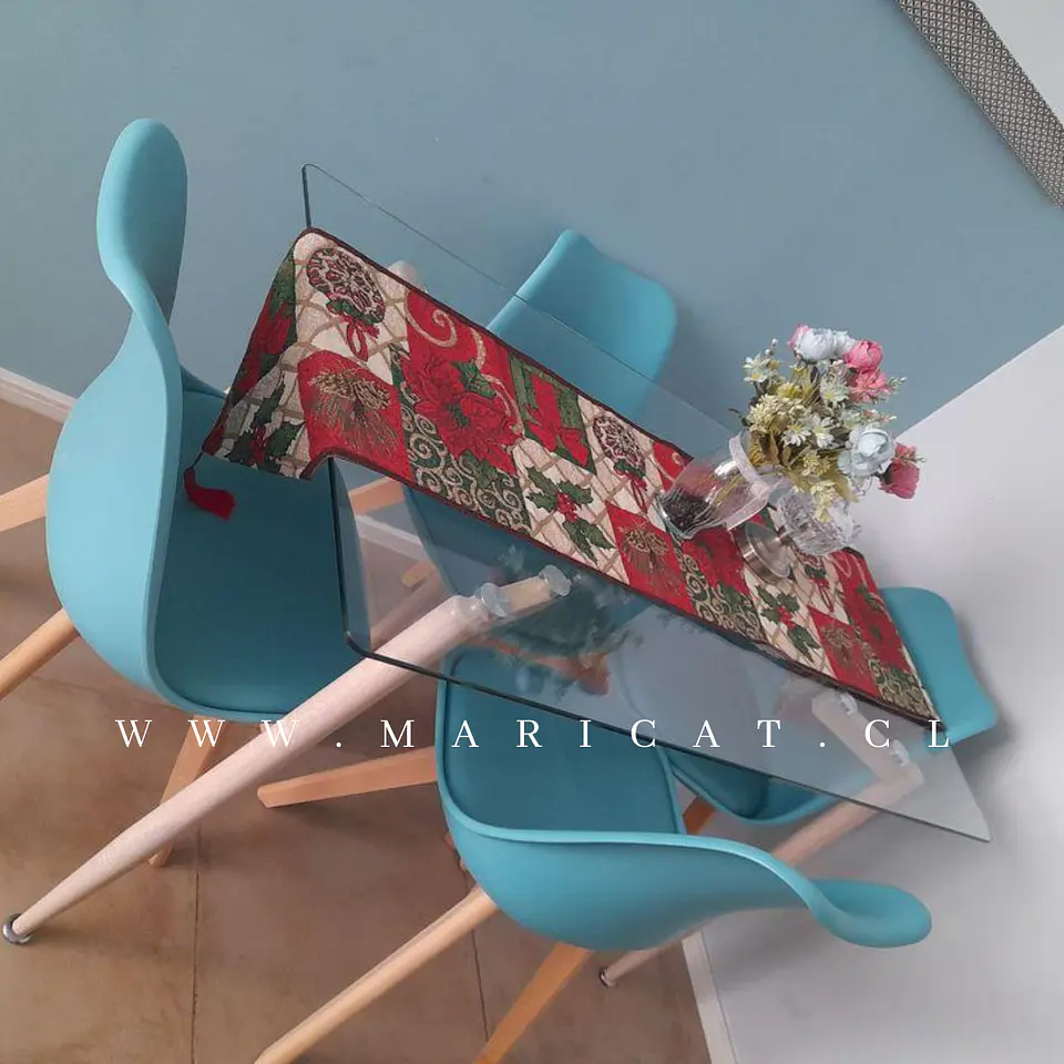 Mesa Rectangular Croacia Vidrio + 4 sillas tulip polipropileno con cojin- comedor 4