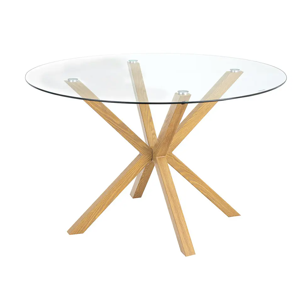 Mesa redonda Vidrio Madrid Warwick 120cm metal wood - Comedor restaurante 2