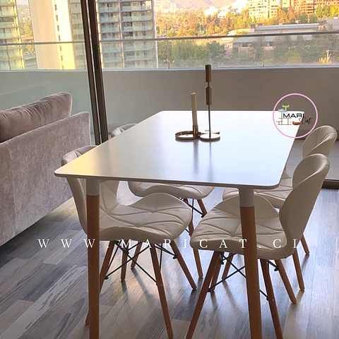 Comedor Rectangular Melamina 4 Sillas Mariposa – Mesa 130x80cm