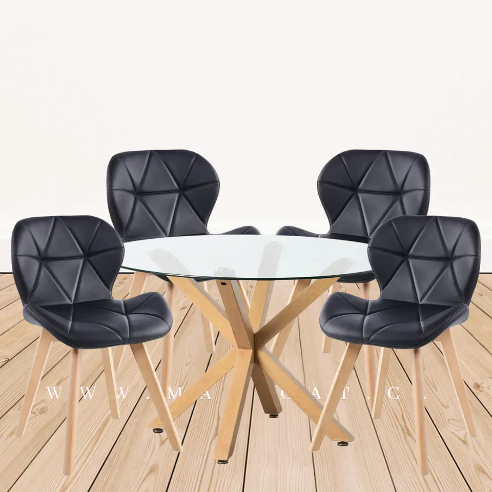 Comedor Redondo Madera 4 Sillas Eames – Mesa 120cm 1