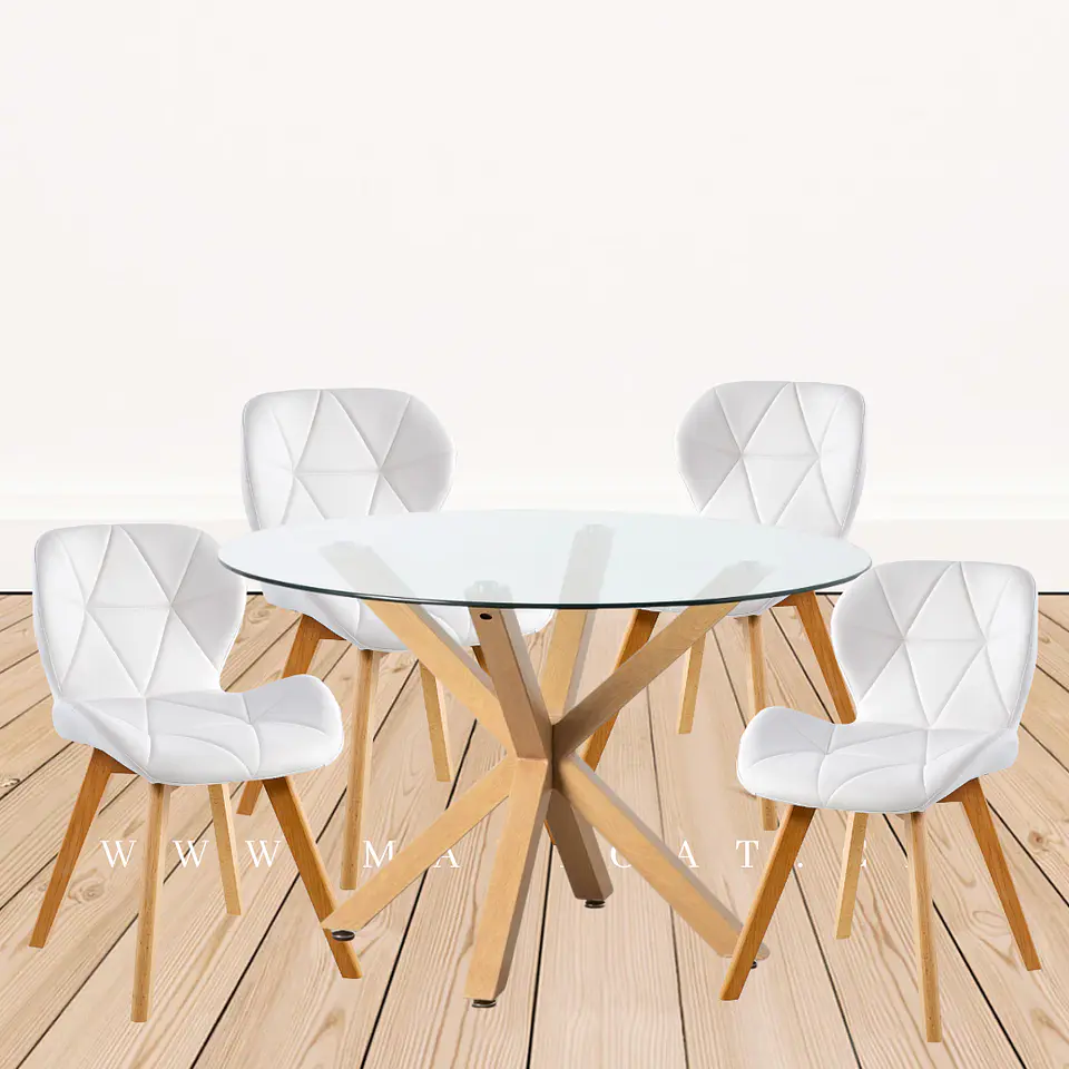 Comedor Redondo Madera 4 Sillas Eames – Mesa 120cm 2