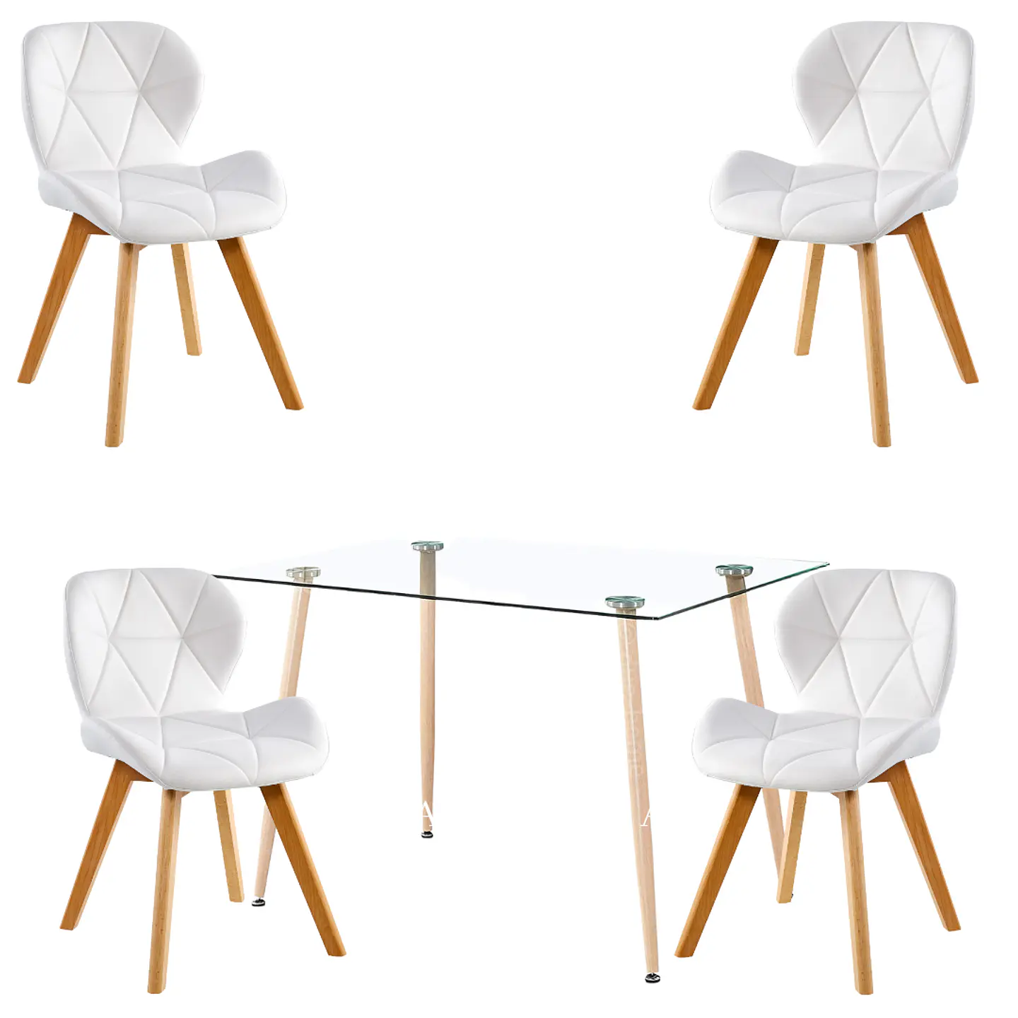 Comedor Rectangular Vidrio 4 Sillas Eames – Mesa 120x80cm 2