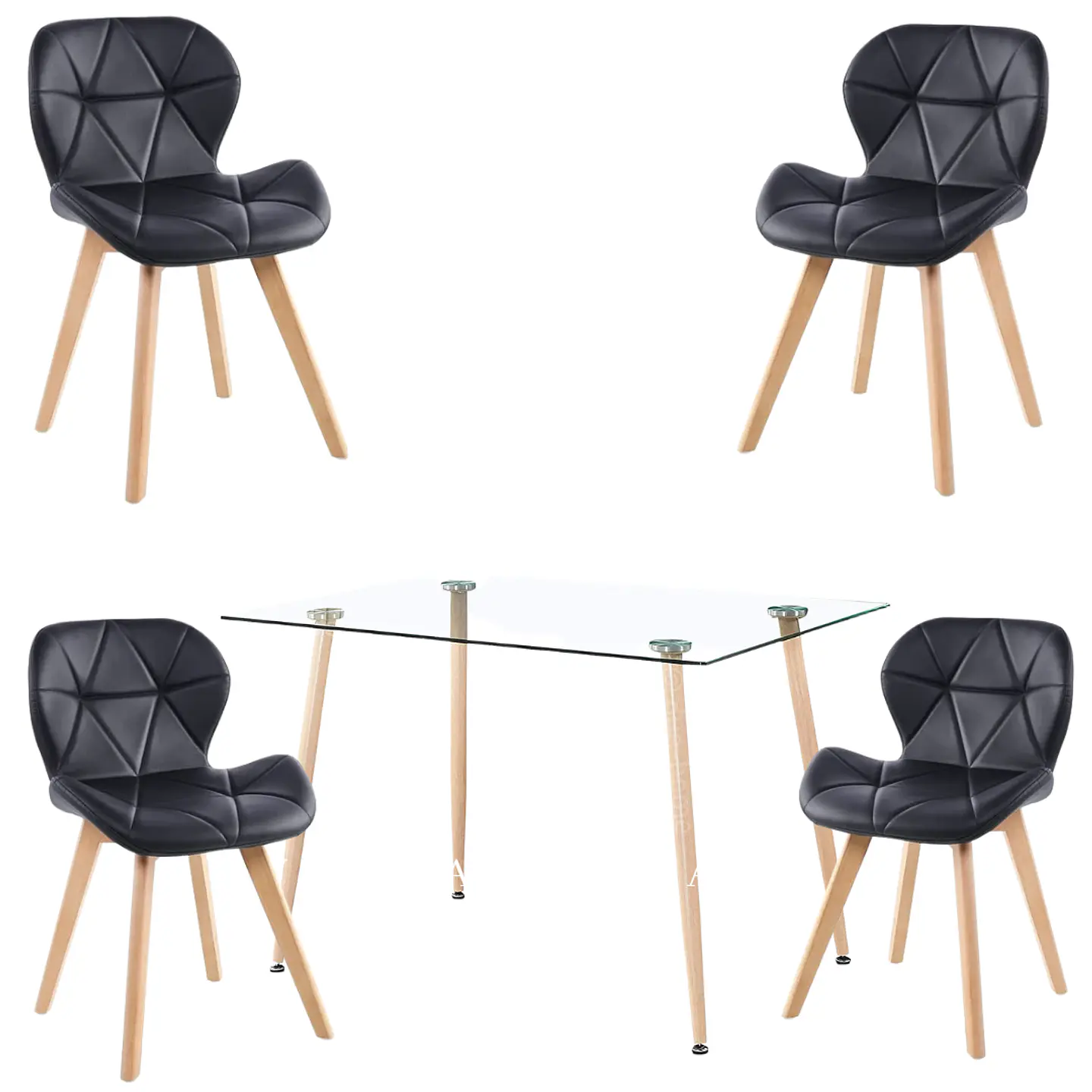 Comedor Rectangular Vidrio 4 Sillas Eames – Mesa 120x80cm 1