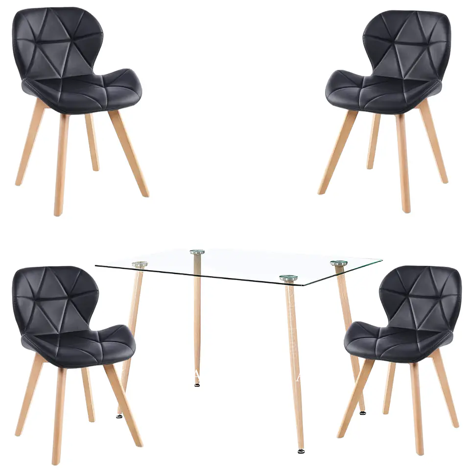 Comedor Rectangular Vidrio 4 Sillas Eames – Mesa 120x80cm 1