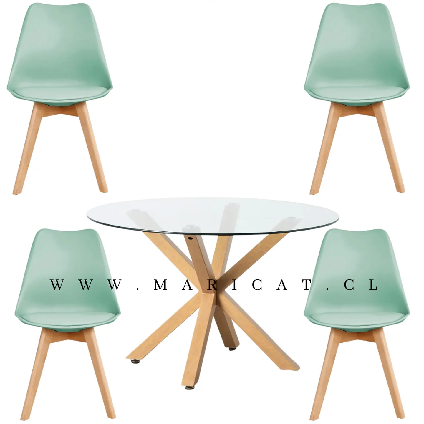 Comedor Redondo Vidrio 4 Sillas Tulip  5