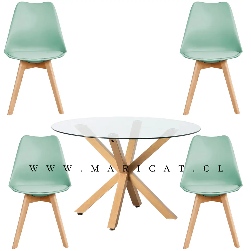 Comedor Redondo Vidrio 4 Sillas Tulip  5