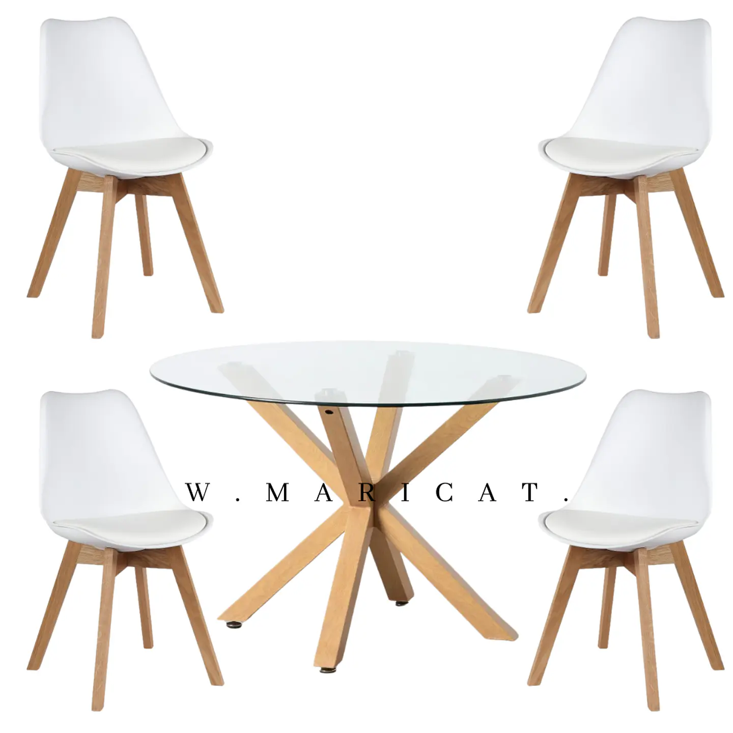 Comedor Redondo Vidrio 4 Sillas Tulip  4