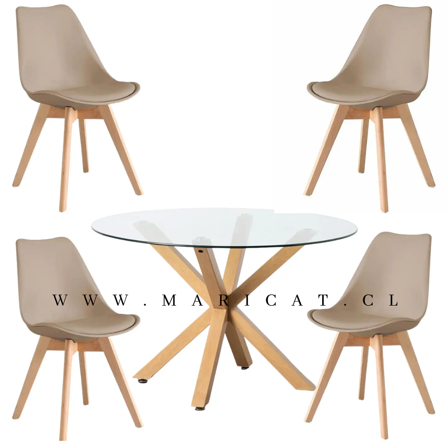 Comedor Redondo Vidrio 4 Sillas Tulip  2
