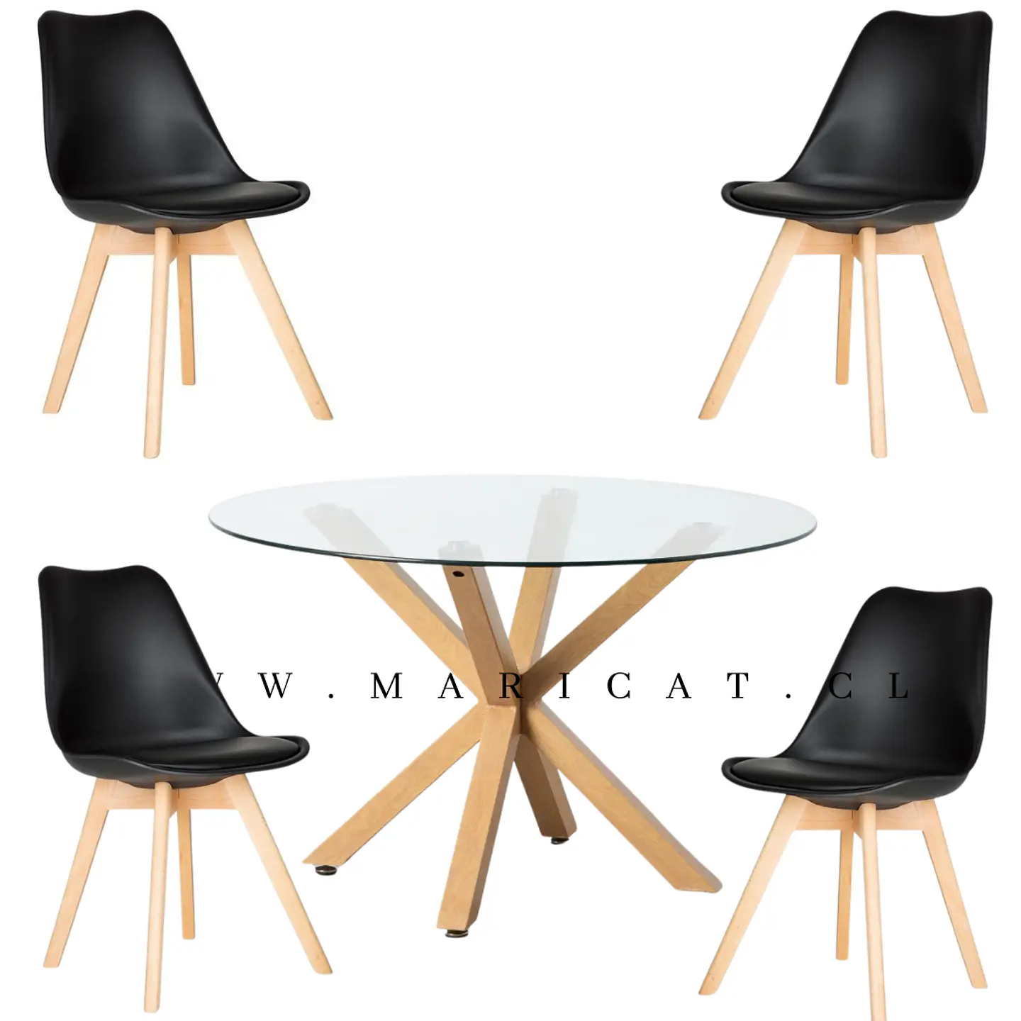 Comedor Redondo Vidrio 4 Sillas Tulip  3