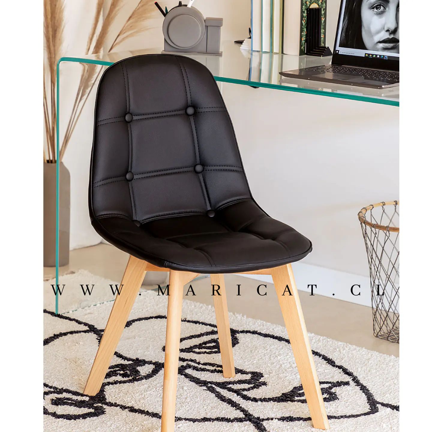 Silla Tulip Eco Cuero Natural 2