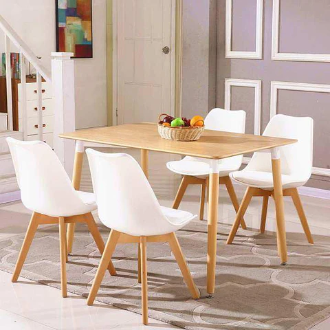 Comedor Rectangular Melamina 4 Sillas Tulip – Mesa 130x80cm