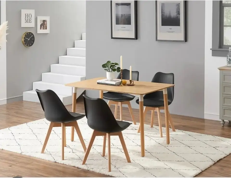 Comedor Rectangular Melamina 4 Sillas Tulip – Mesa 130x80cm 2