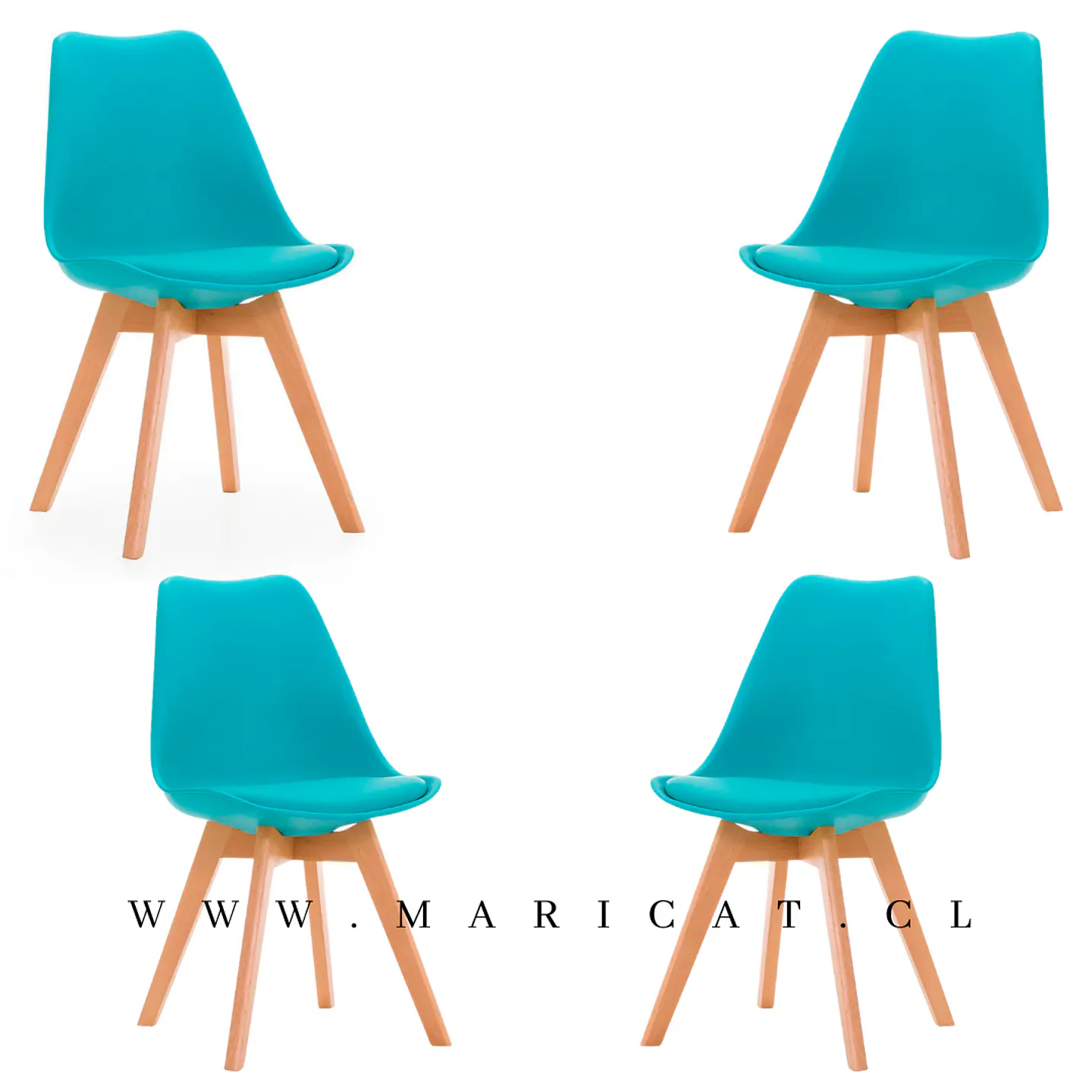 Pack 4 Sillas Tulip Asiento Polipropileno Cojín Eco Cuero  6