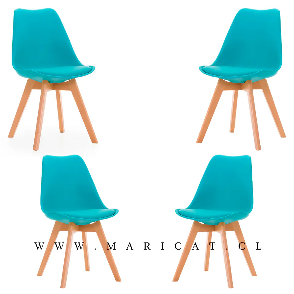 Pack 4 Sillas Tulip Asiento Polipropileno Cojín Eco Cuero  6