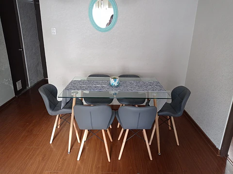Comedor Rectangular Vidrio 6 Sillas Mariposa – Mesa 120x80cm