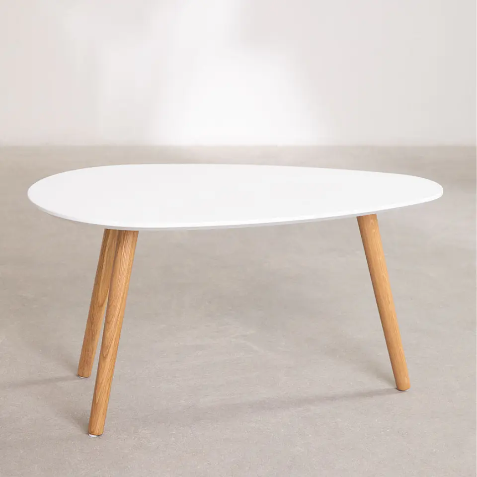 Mesa de Centro Elipse Nordic de Melamina con Patas de Madera – Diseño Elegante y Natural 5
