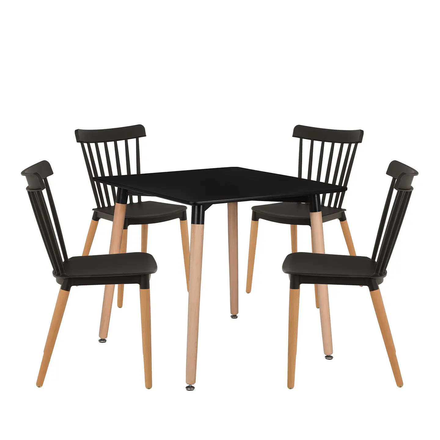 Mesa Cuadrada eames MDF + 4 Sillas Windsor- comedor 80cm 4