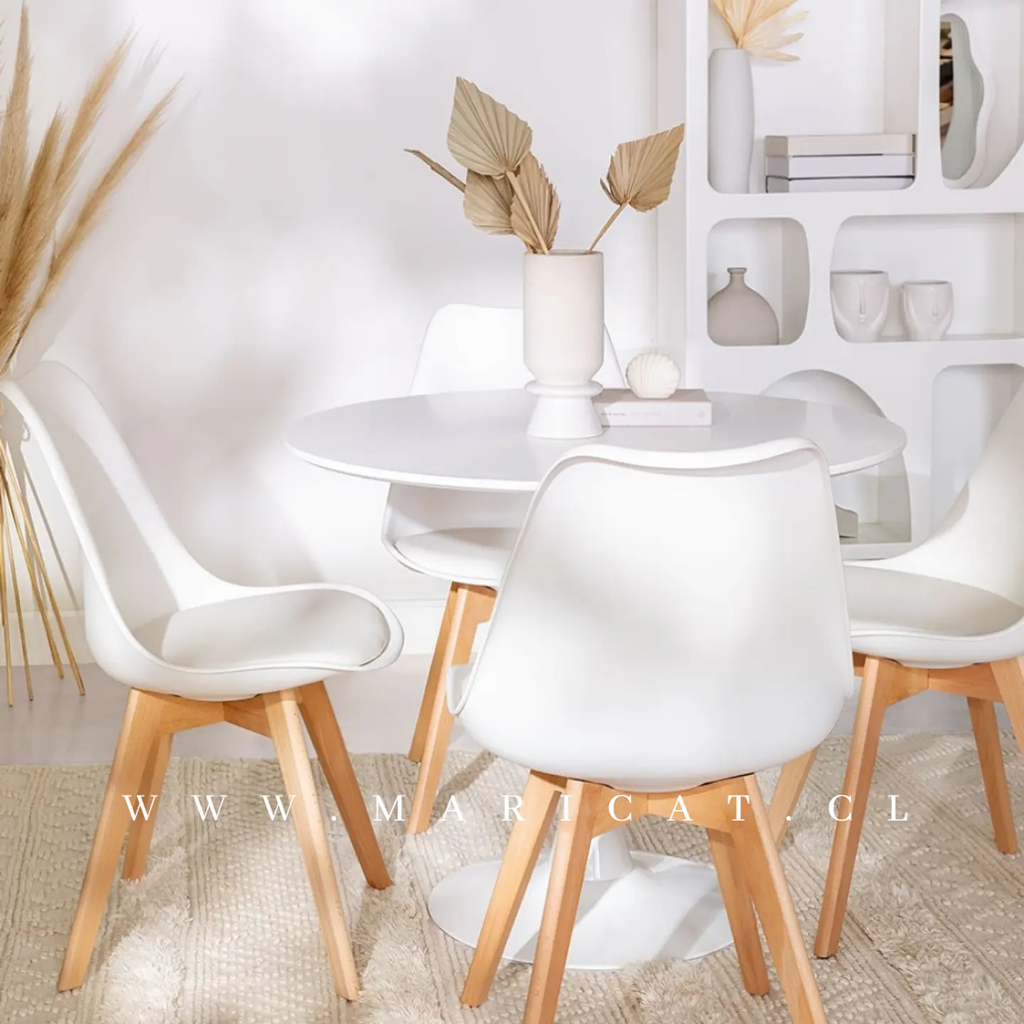 Comedor Redondo Melamina 4 Sillas Tulip – Mesa 100cm 1