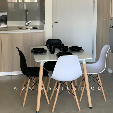 Comedor Cuadrado Melamina 4 Sillas Eames – Mesa 80x80cm