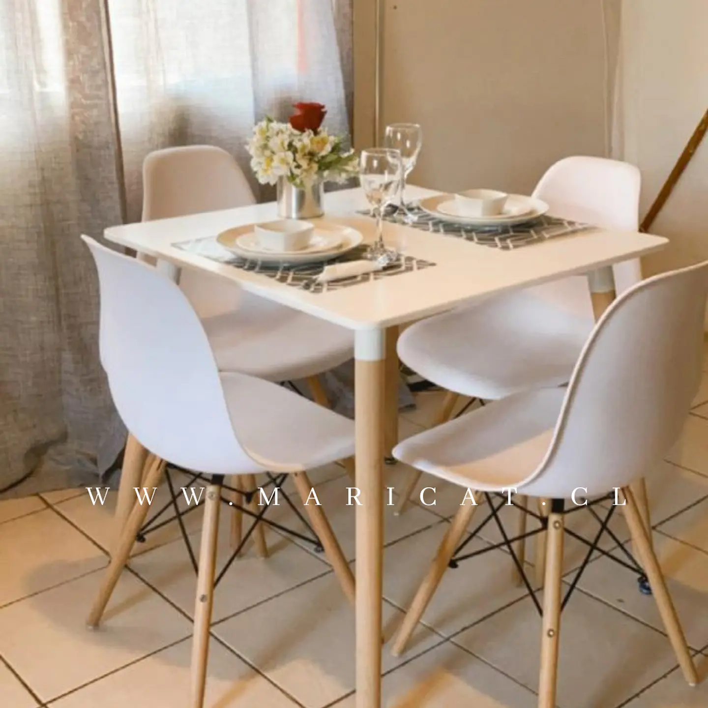Comedor Cuadrado Melamina 4 Sillas Eames – Mesa 80x80cm 3