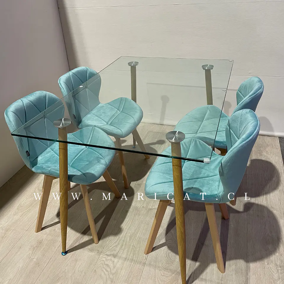 Comedor Rectangular Vidrio 4 Sillas Eames – Mesa 100cm 3