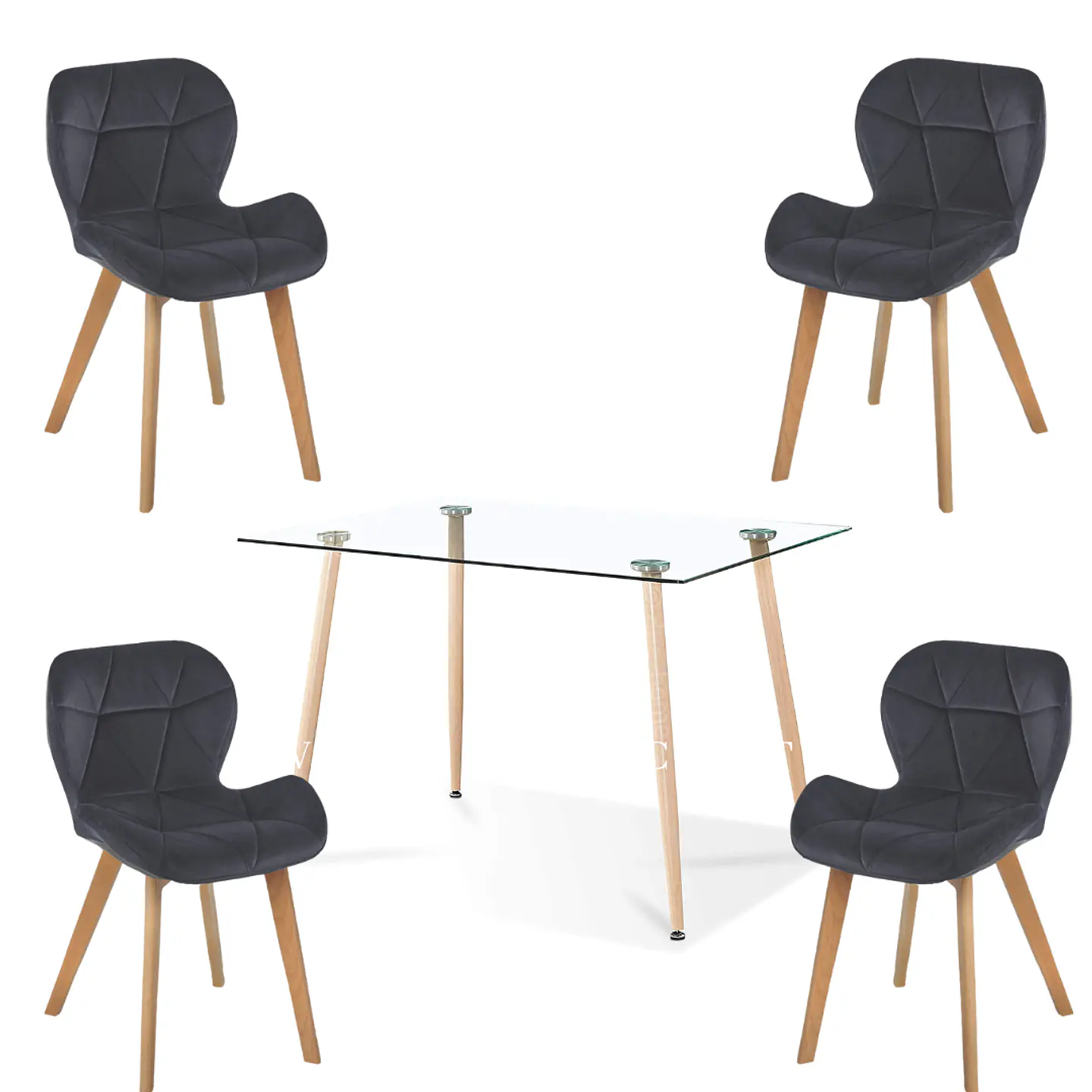 Comedor Rectangular Vidrio 4 Sillas Eames – Mesa 100cm 5