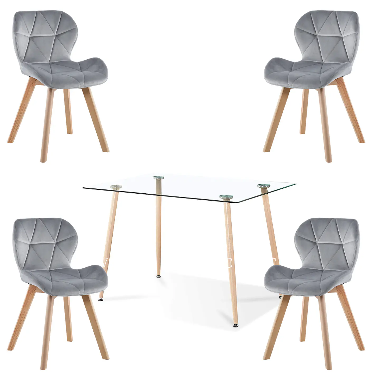 Comedor Rectangular Vidrio 4 Sillas Eames – Mesa 100cm 2