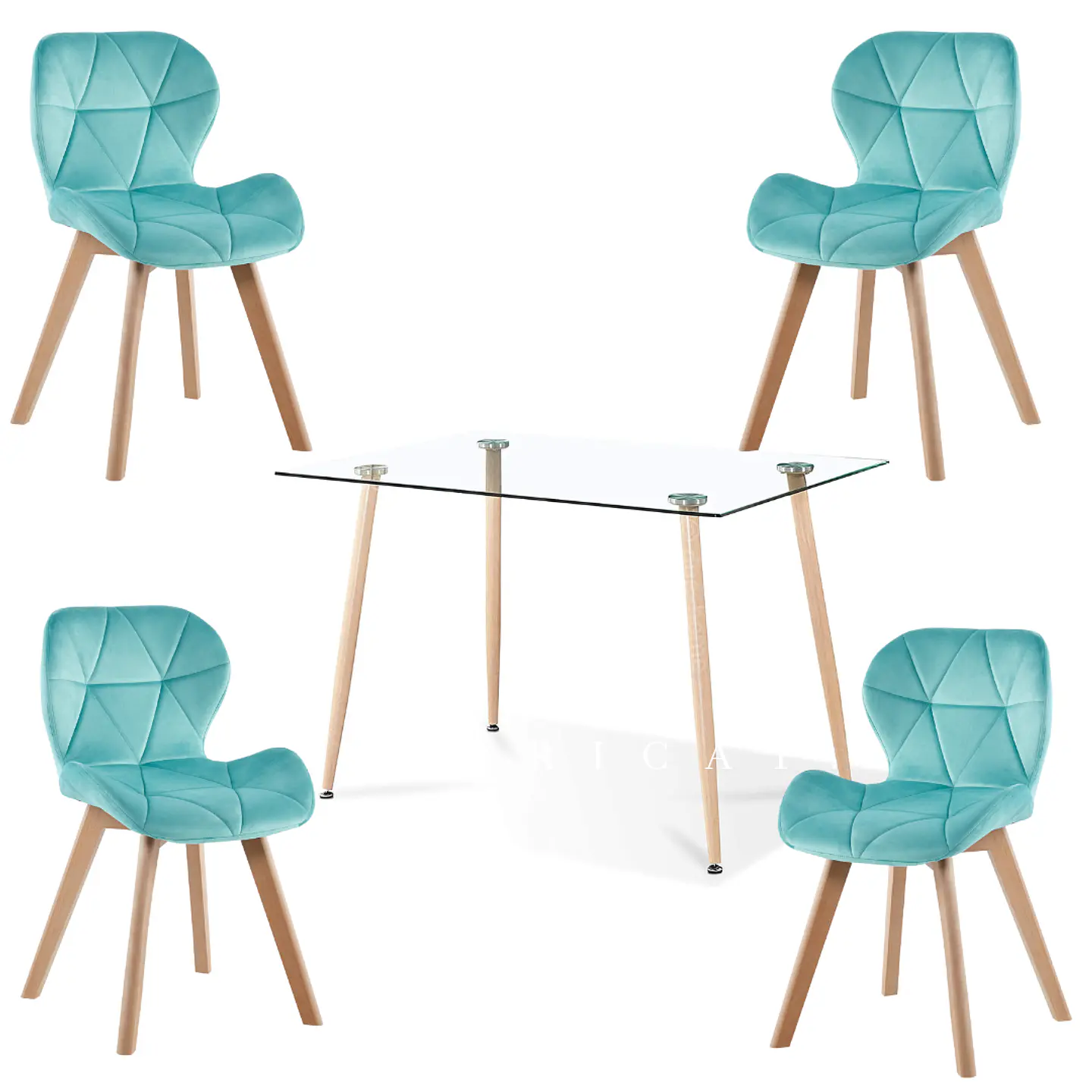 Comedor Rectangular Vidrio 4 Sillas Eames – Mesa 100cm 6