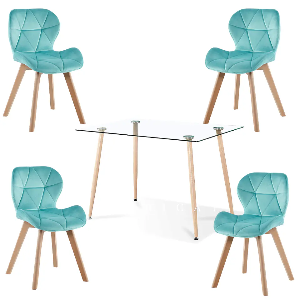 Comedor Rectangular Vidrio 4 Sillas Eames – Mesa 100cm 6